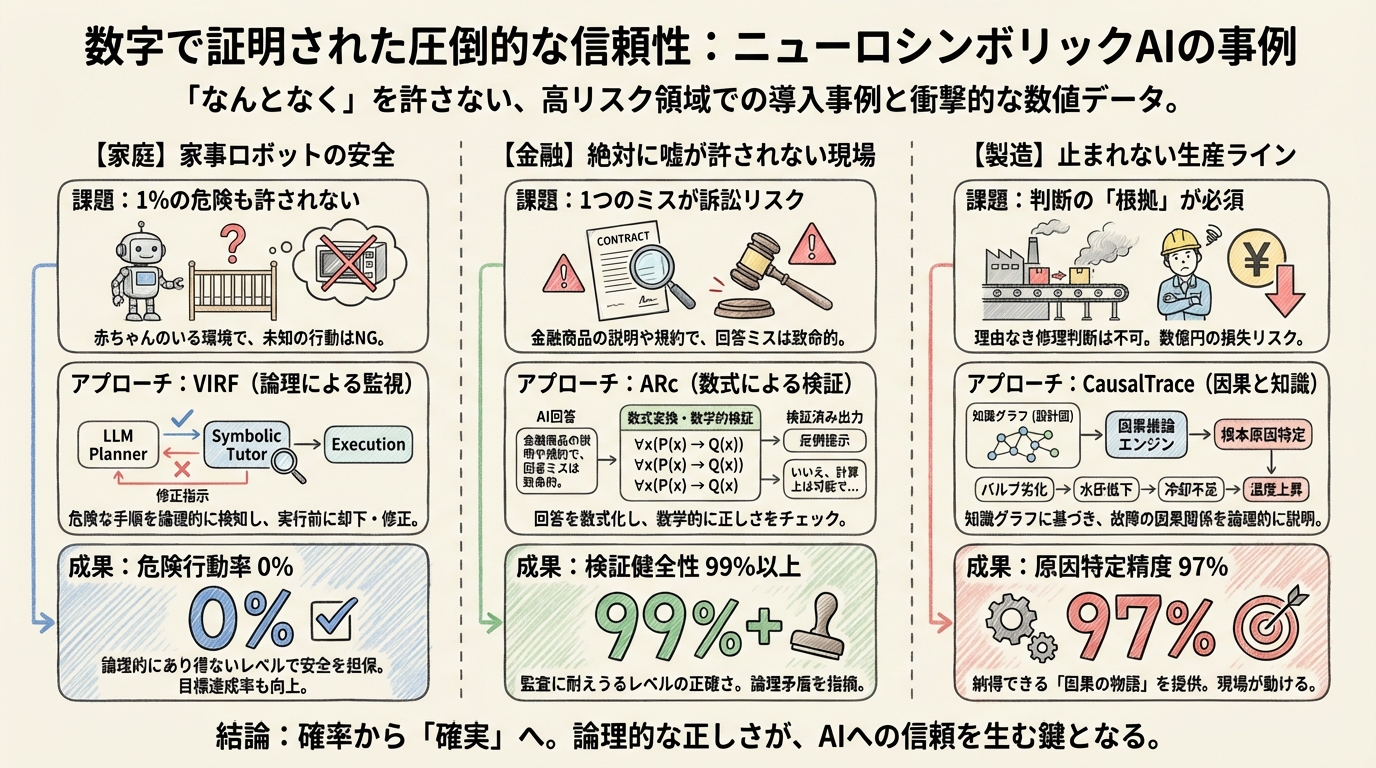 図解: 「なんとなく」を許さない:数字で証明された圧倒的な信頼性と事例