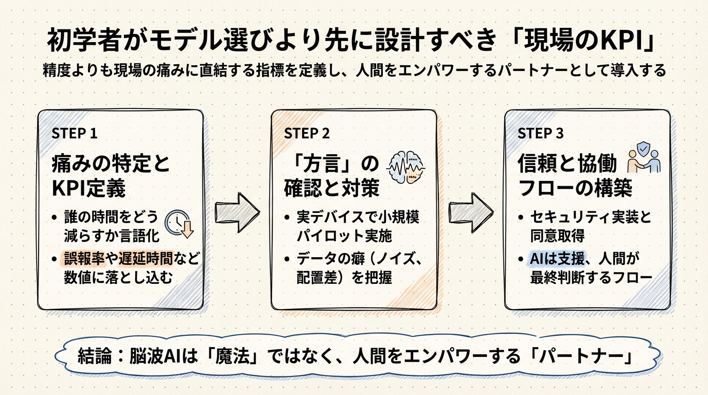 図解: 初学者が「モデル選び」より先に設計すべき現場のKPI