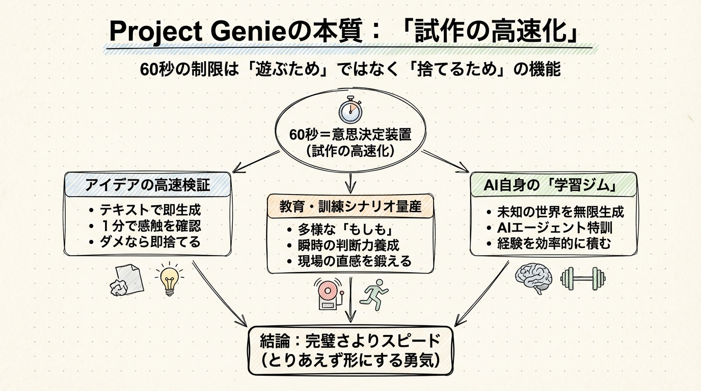 図解: 60秒しか遊べない?いや、それが「試作の高速化」という本質なのです