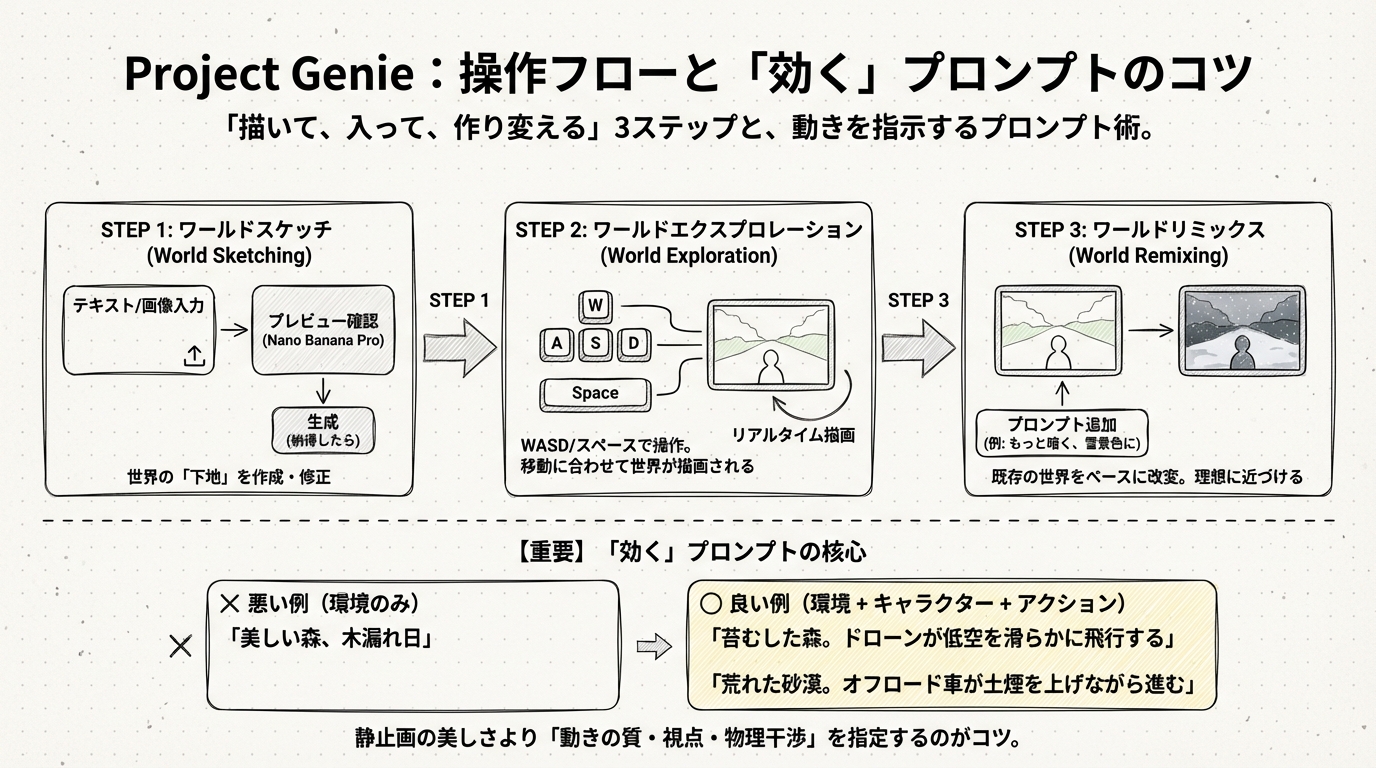 図解: もし手元にあったらどう使う?操作フローと「効く」プロンプトの書き方