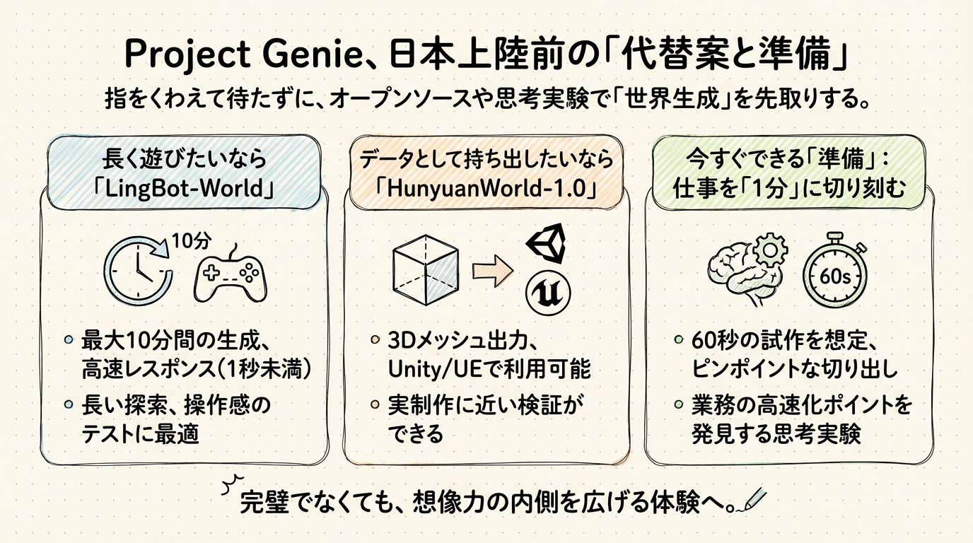 図解: 日本から指をくわえて待つのはやめよう。今すぐ試せる「代替案」と準備