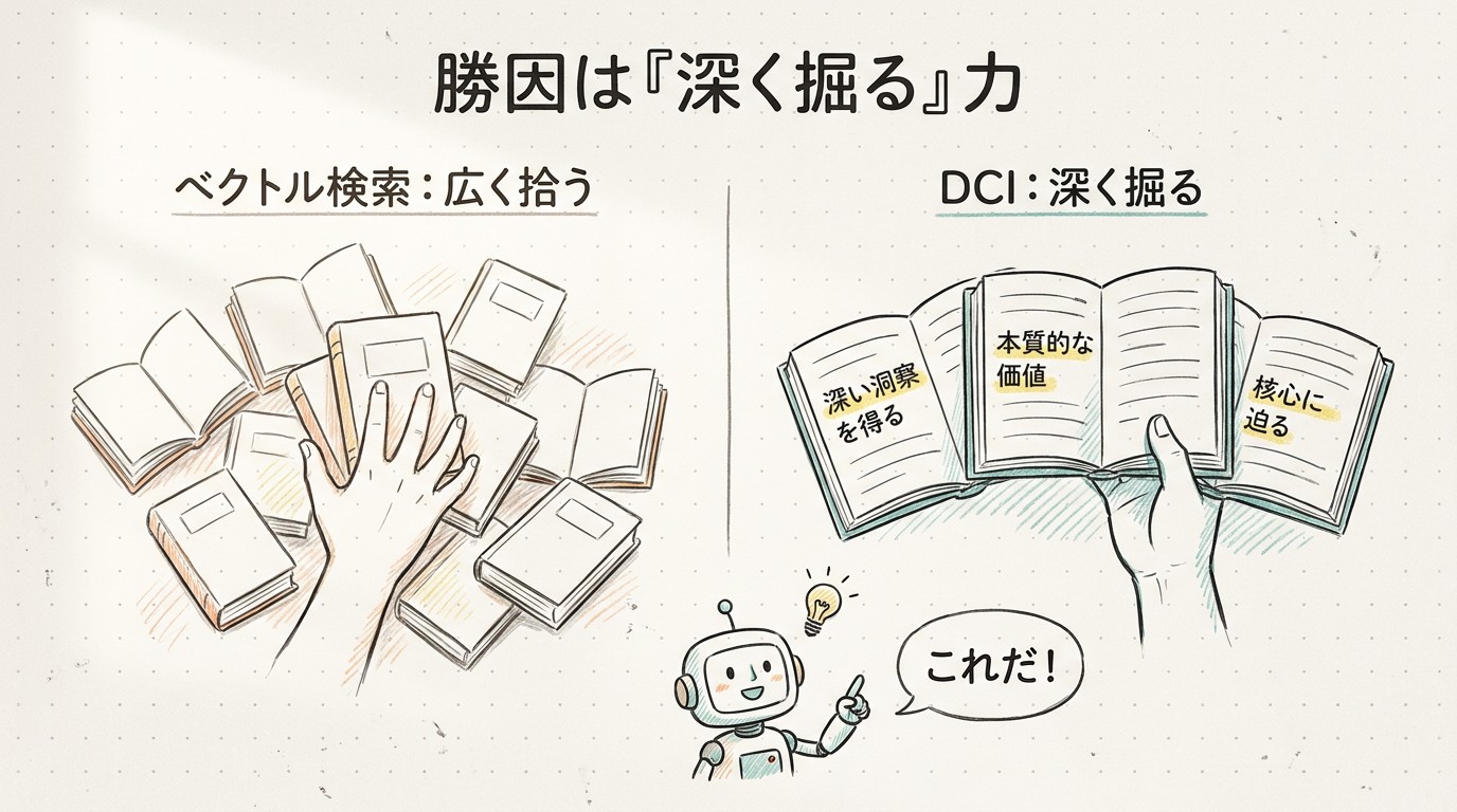 なぜ強いのか：勝因は「広く拾う」ではなく「深く掘る」
