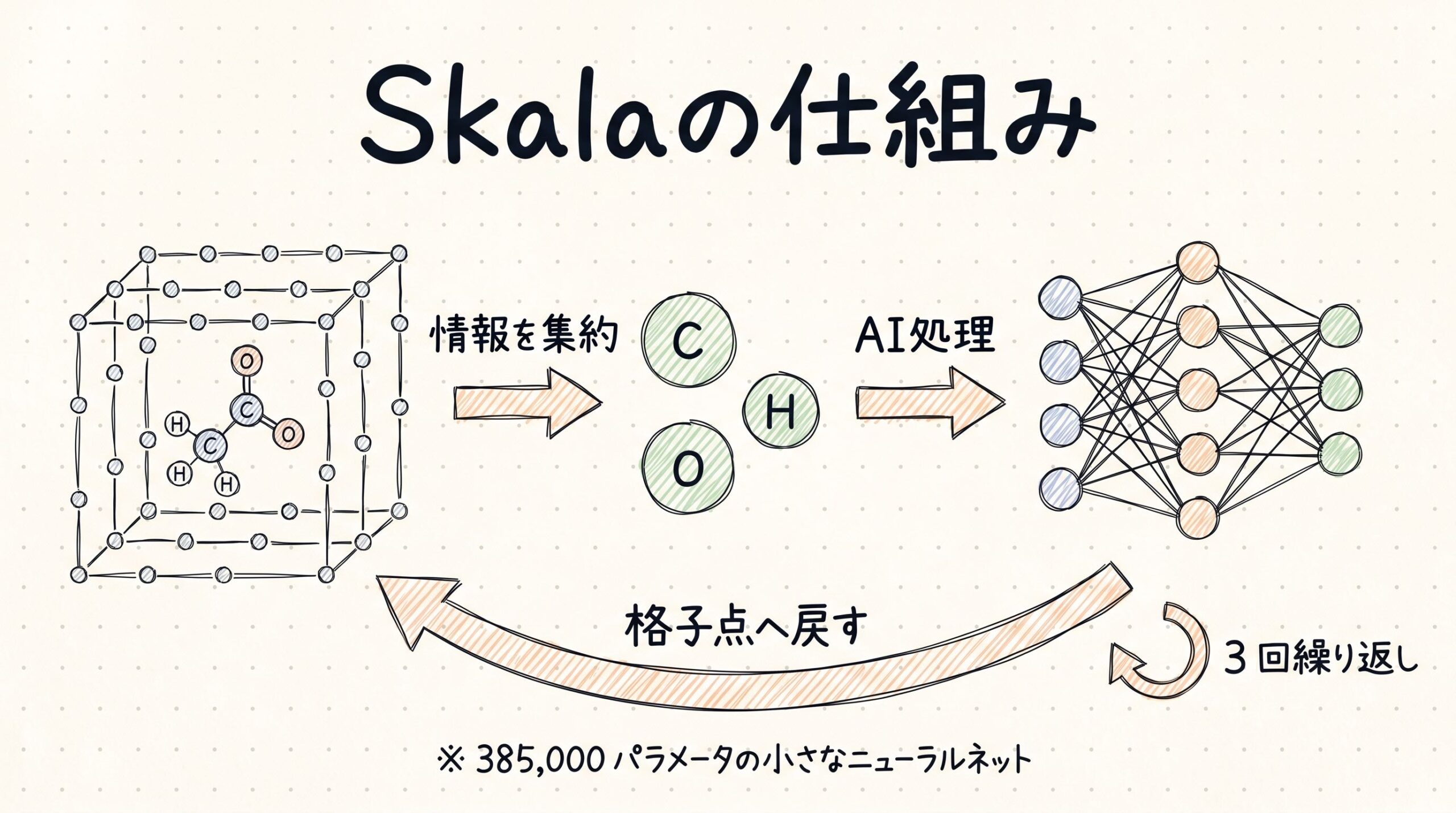 Skalaの仕組み 格子点同士でおしゃべりする小さなニューラルネット