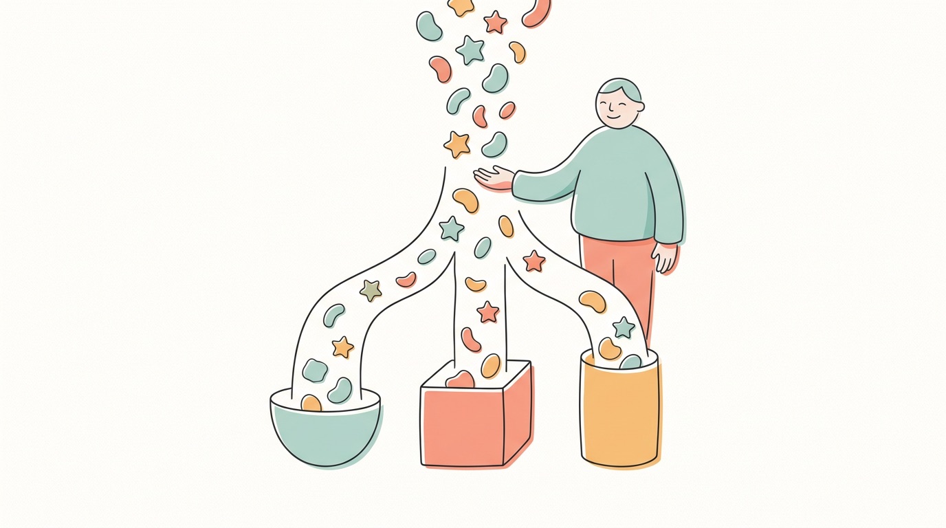 差分を3つの分類に振り分ける様子の図解