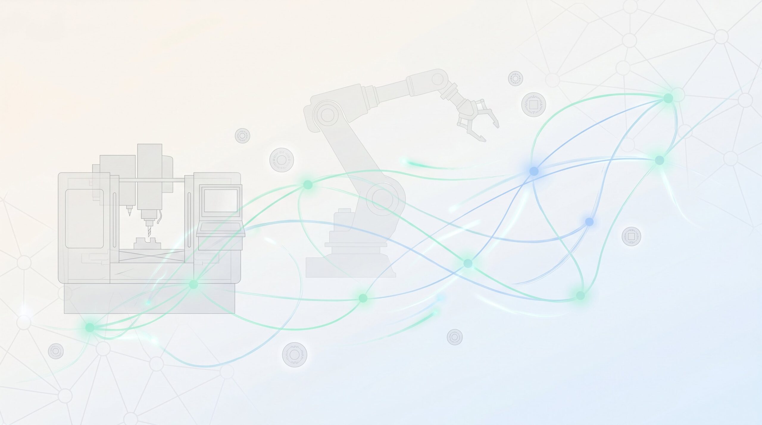 工作機械・産業ロボット・IoTセンサーがネットワークで連結される未来