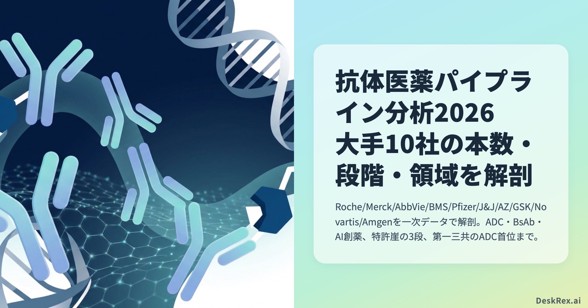 抗体医薬パイプライン分析2026｜大手10社の本数・段階・領域を解剖