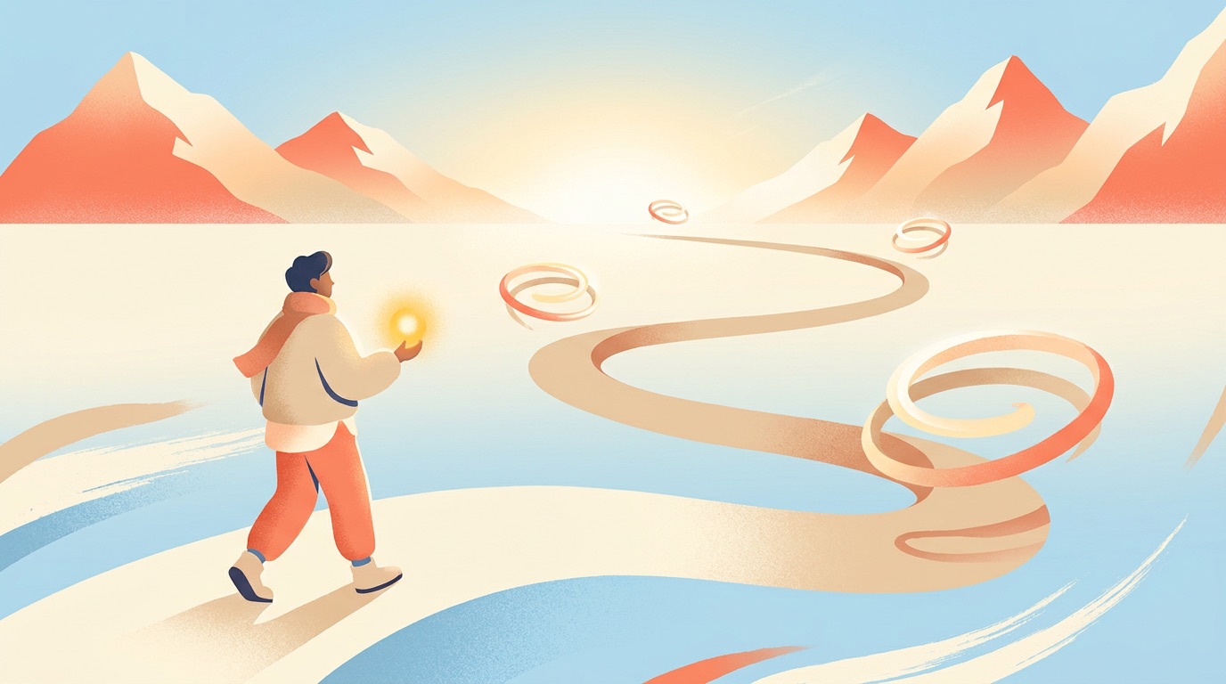 Snorbeで反復ループしながらAIと共に走るイメージのイラスト