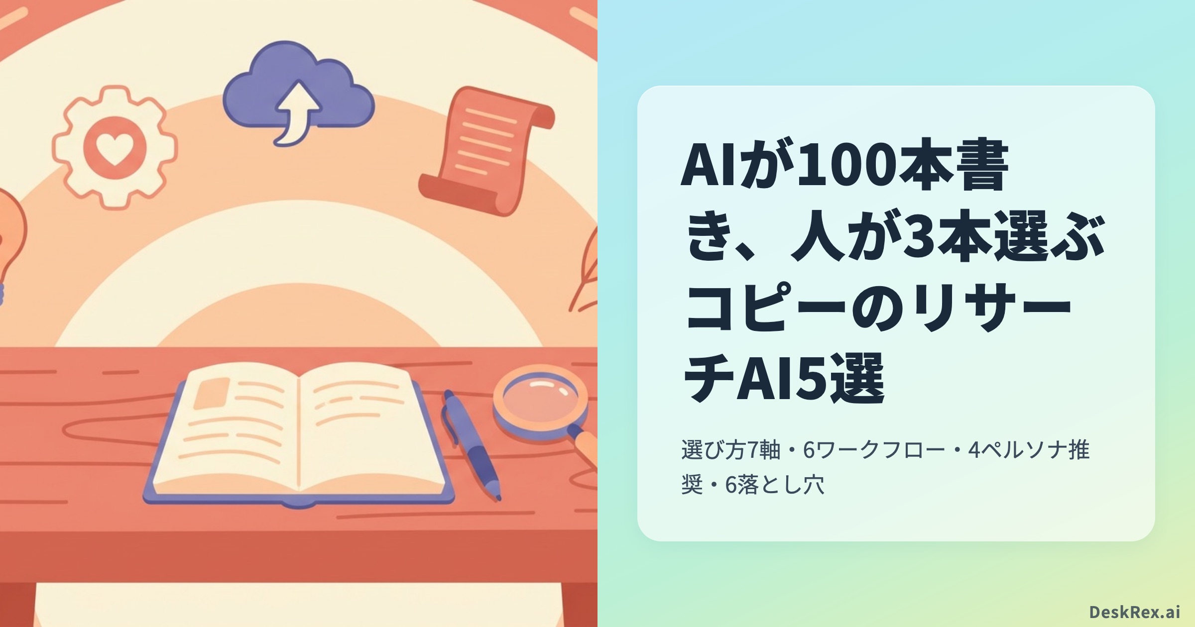 AIが100本書き、人が3本選ぶ コピーのリサーチAI5選 OGP