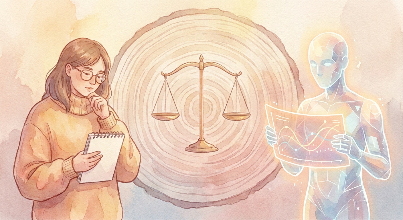 2020年代のAI時代のUXリサーチ再定義と合成ユーザー論争を表したイラスト