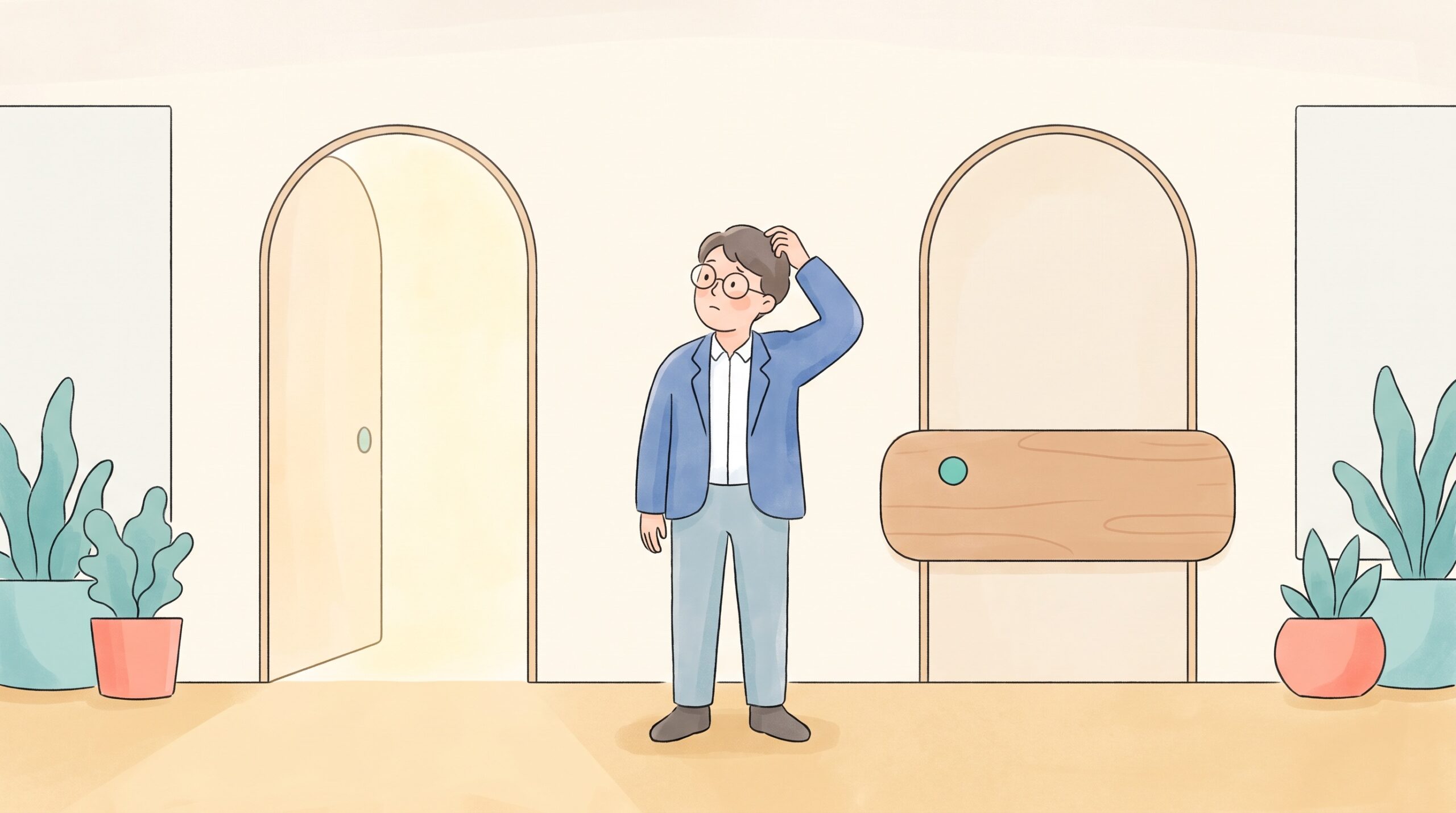 同じ会社で、AIの判断が真っ二つに割れている様子を表したイラスト