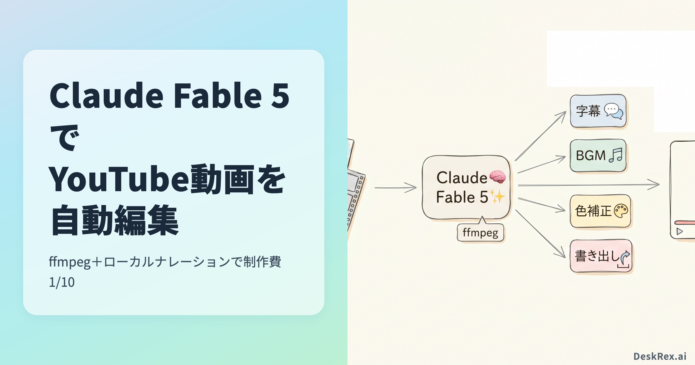 Claude Fable 5でYouTube動画を自動編集｜ffmpeg×TTSで制作費1/10