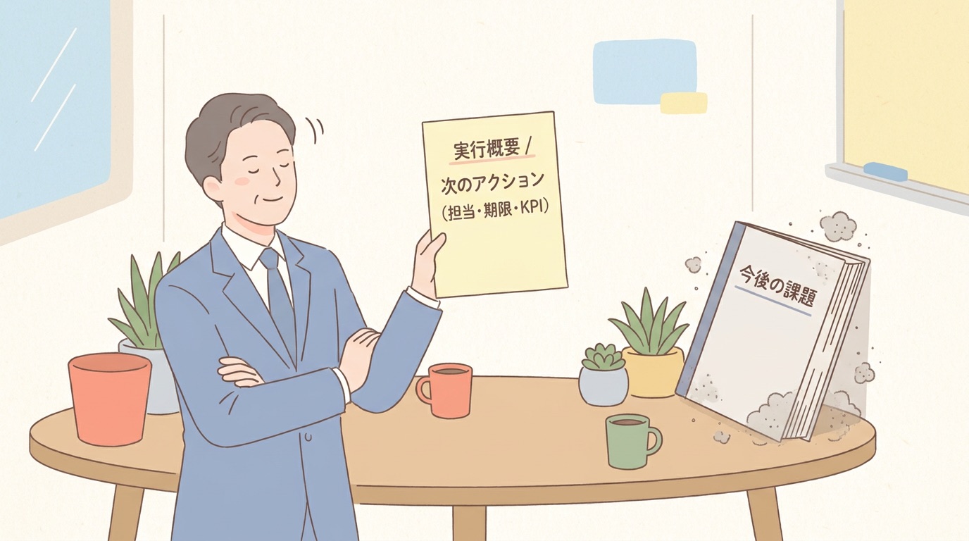 意思決定を止める2パターン 今後の課題で締めるのと結論を先に出さないこと