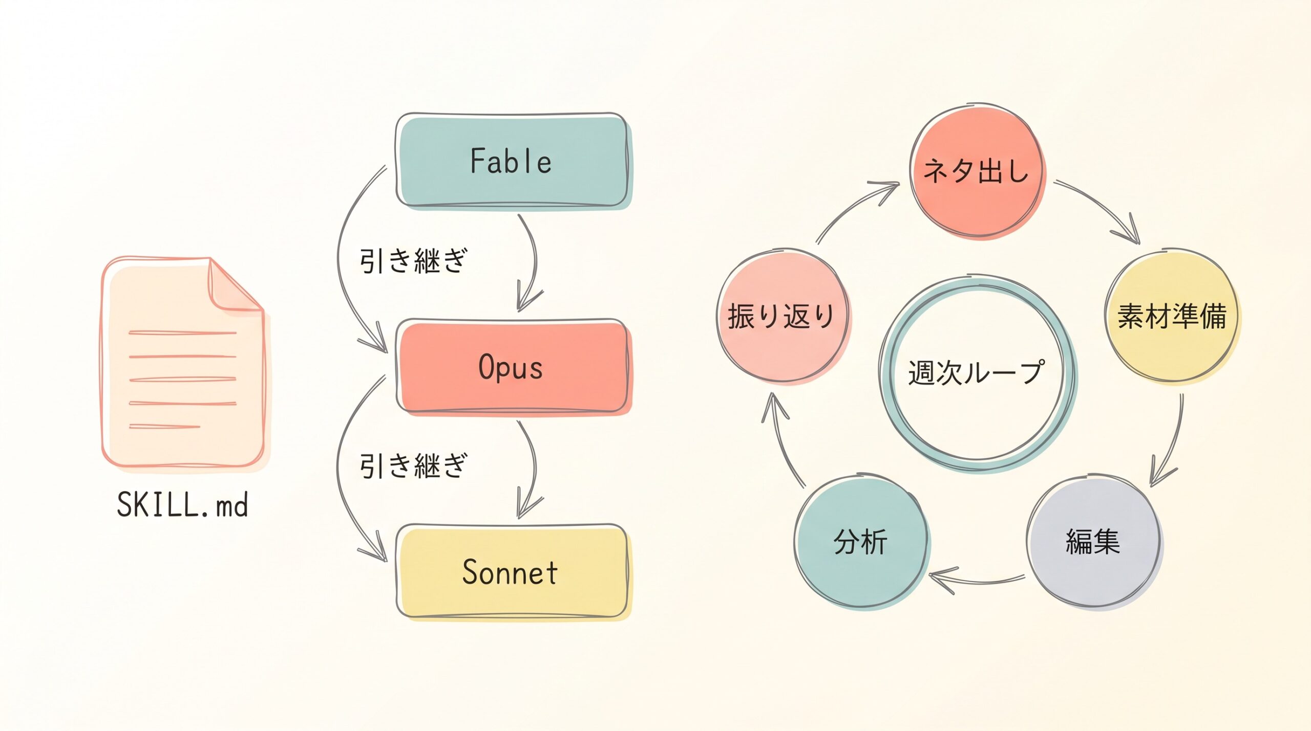 スキル化して他モデルに引き継ぐ 月曜からの反復ループ