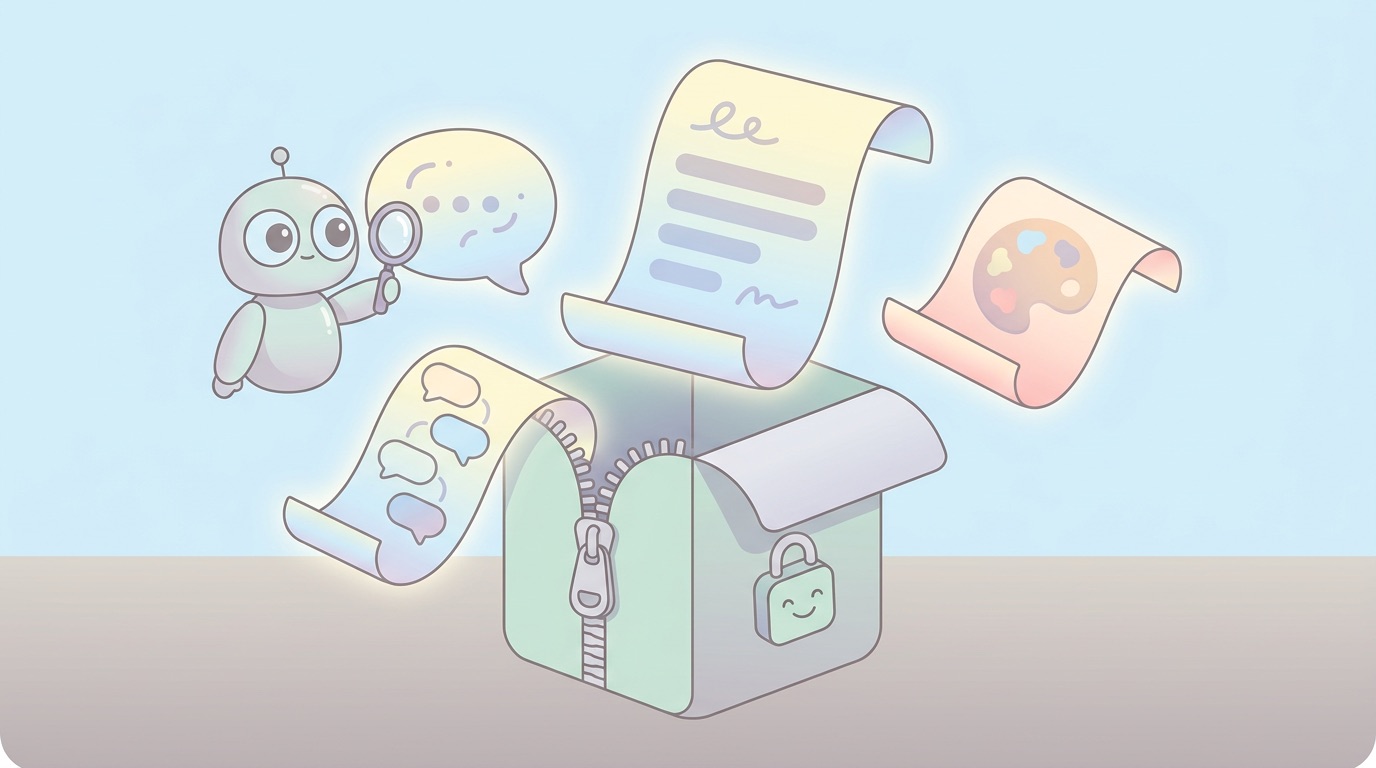 .docxがZIPとXMLでできていることを説明するイラスト