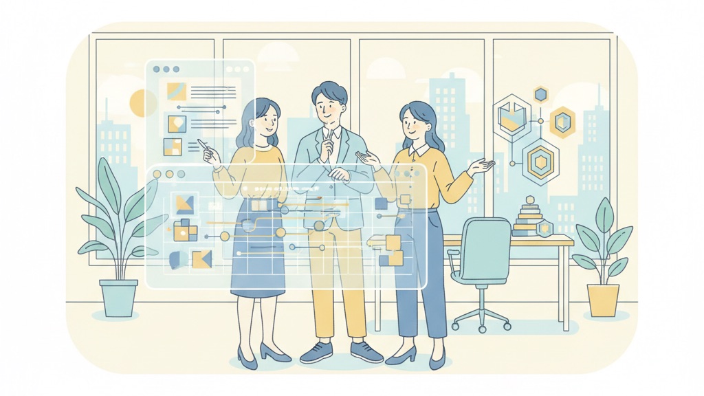 質問と引用と修正を繰り返すGEO測定ループのイラスト