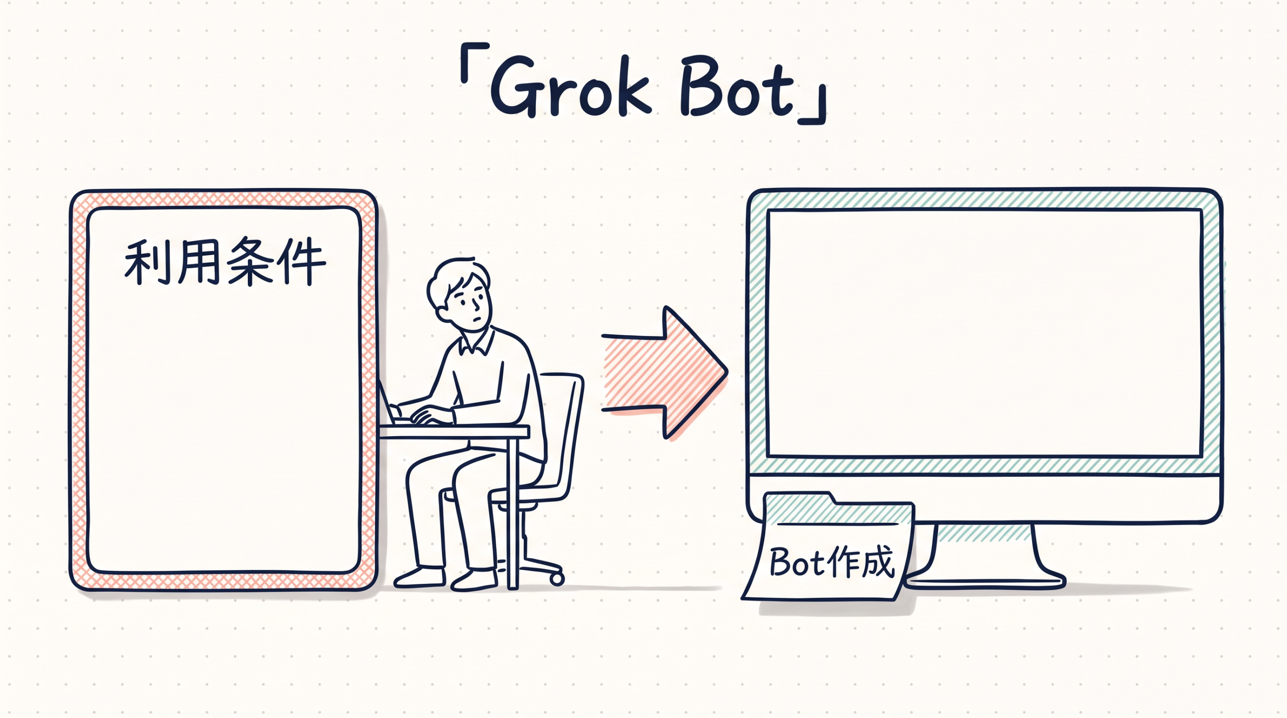 利用条件を確かめてGrok Botを作成する図