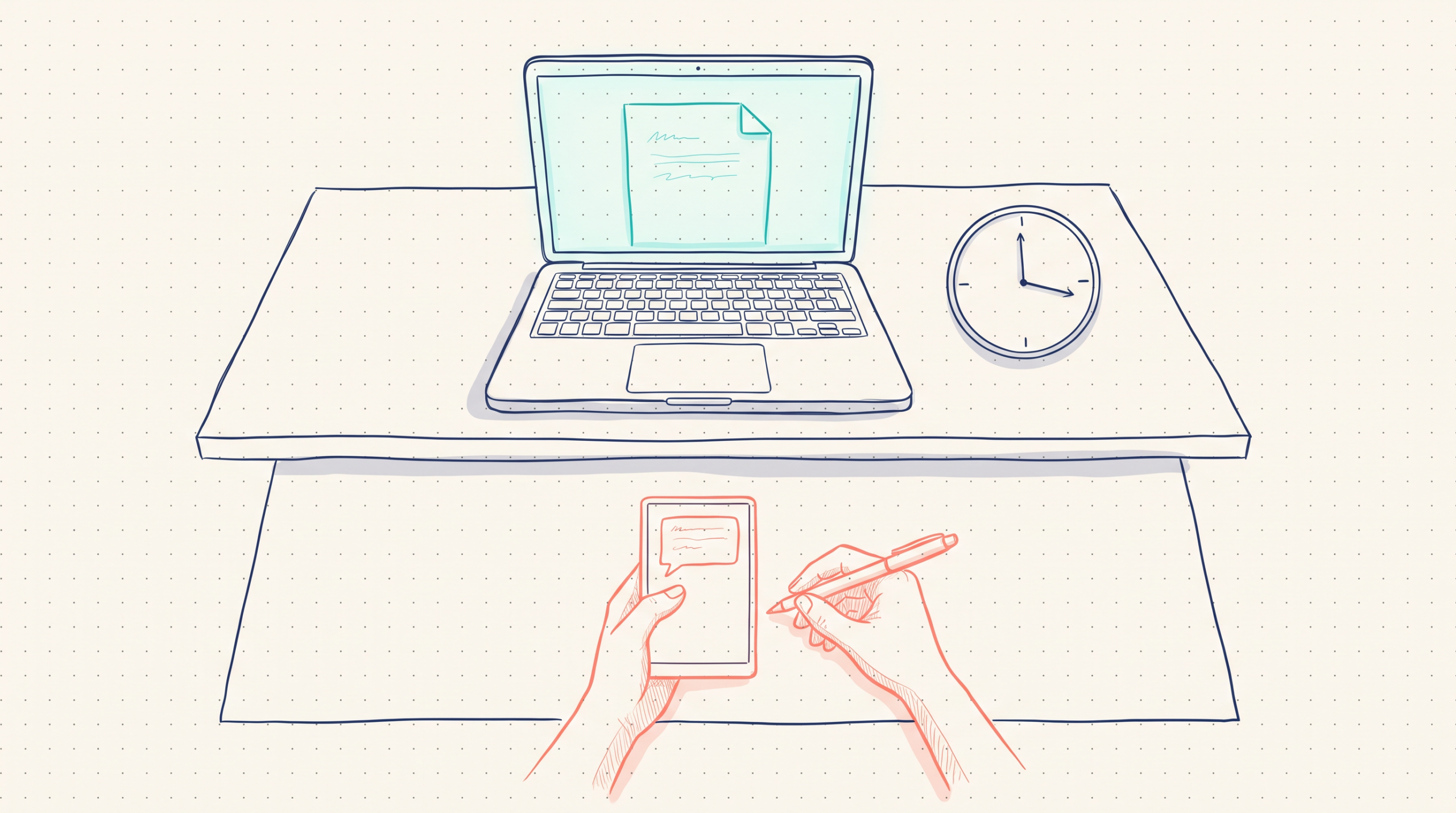 AIの下書き生成と別件のチャット対応を分けた机